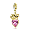 S925 Sterling Silver Gold Plated Fox Dangle Charm Cute Animal Pendant Bead For DIY Charm Bracelet Necklace Jewelry Gift