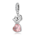 S925 Sterling Silver Pink Samoyed Dog Dangle Charm Cute Animal Pendant Bead For DIY Charm Bracelet Necklace Jewelry Gift