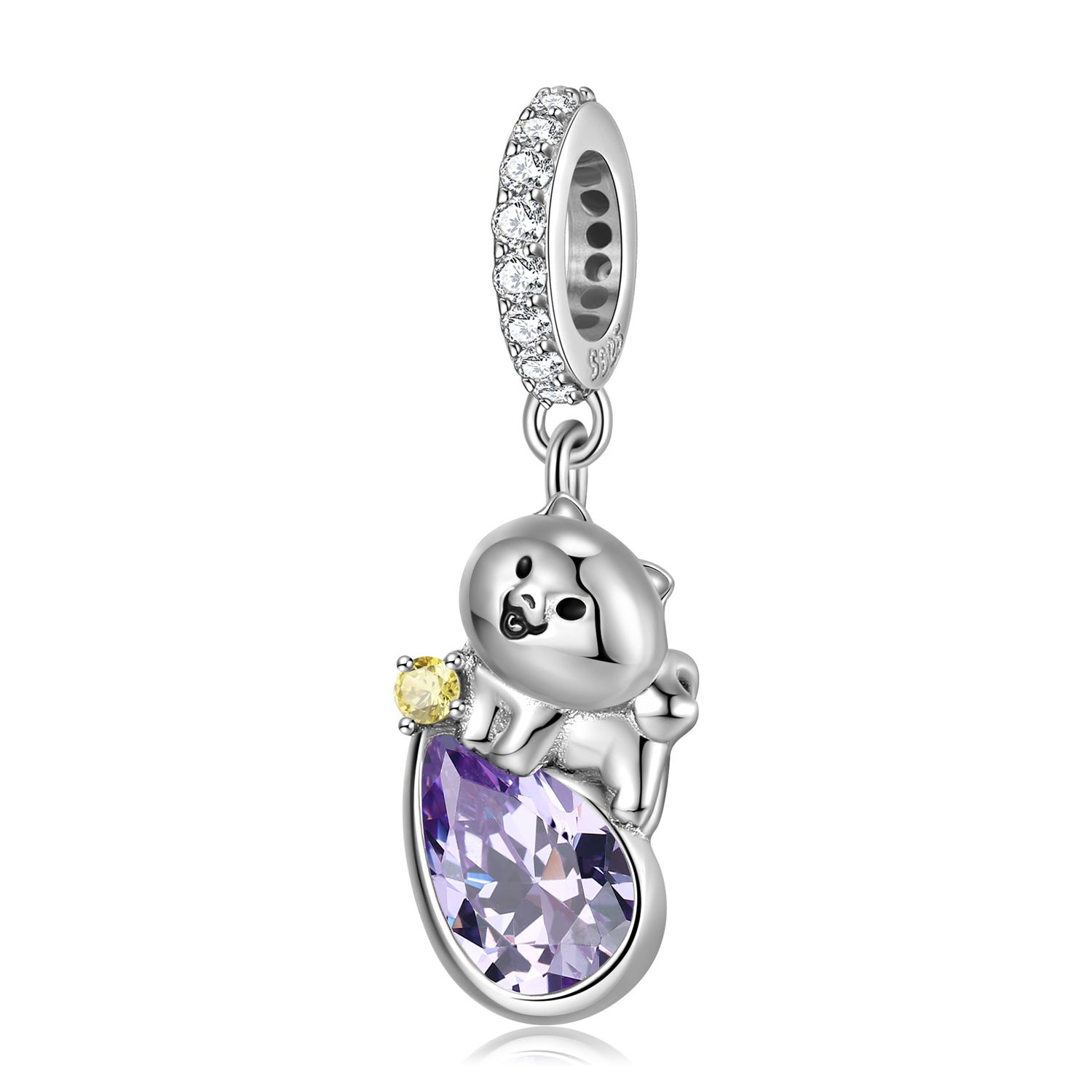 S925 Sterling Silver Shiba Inu Dangle Charm Cute Animal Pendant Bead For DIY Charm Bracelet Necklace Jewelry Gift
