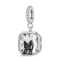 S925 Sterling Silver Blushing Puppy Dangle Charm With Created Ruby Animal Pendant Bead For DIY Charm Bracelet Necklace Jewelry Gift