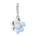 S925 Sterling Silver Spring Flower Dangle Charm Floral Pendant Bead For DIY Charm Bracelet Necklace Jewelry Gift