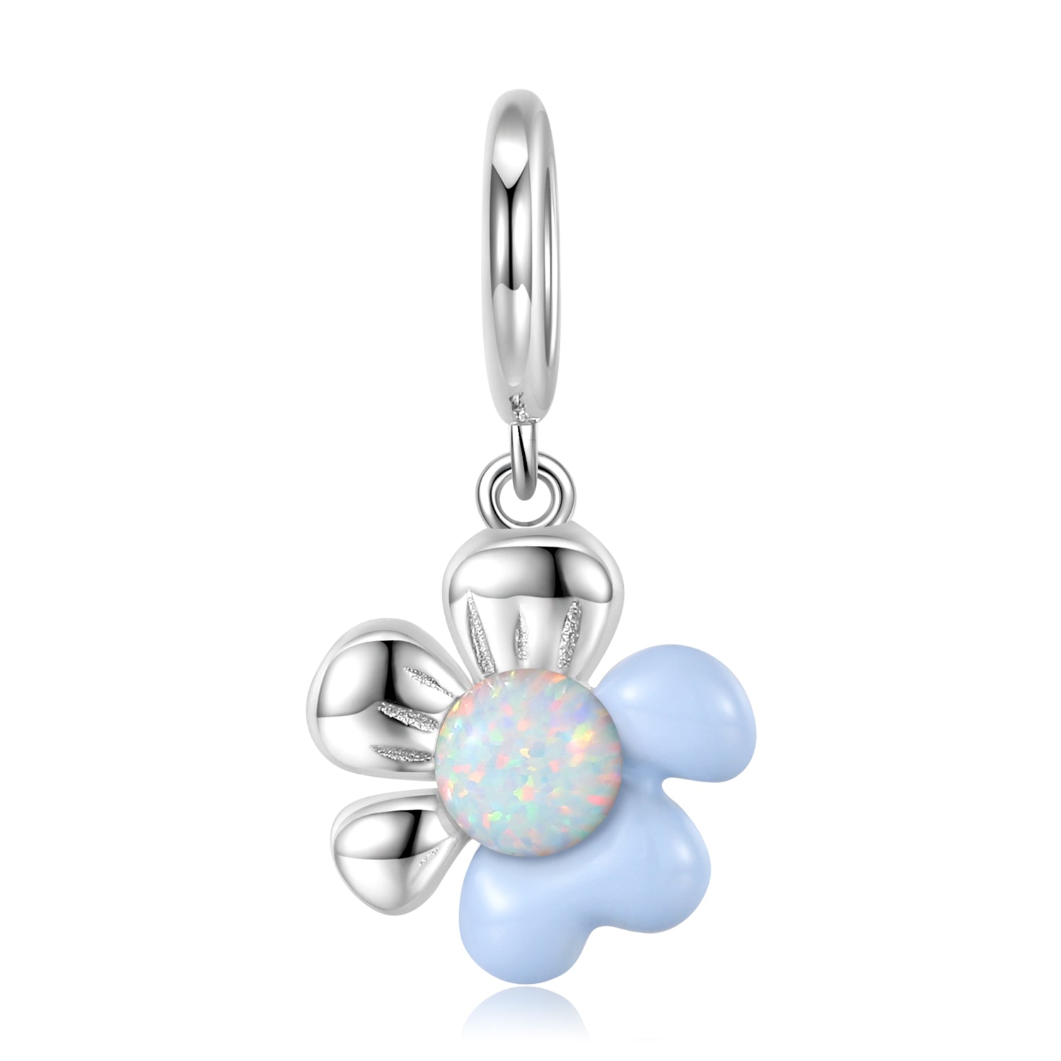 S925 Sterling Silver Spring Flower Dangle Charm Floral Pendant Bead For DIY Charm Bracelet Necklace Jewelry Gift