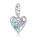 S925 Sterling Silver Hollow Cubic Zircon Heart Dangle Charm Pendant Bead For DIY Charm Bracelet Necklace Jewelry Gift