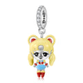 S925 Sterling Silver Blonde Girl Cartoon Dangle Charm Colorful Enamel Pendant Bead For DIY Charm Bracelet Necklace Jewelry Gift