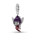 S925 Sterling Silver Wind Fairy Dangle Charm Purple Resin Pendant Bead For DIY Charm Bracelet Necklace Jewelry Gift