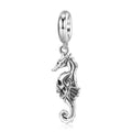S925 Sterling Silver Oxidized Skull Seahorse Dangle Charm Gothic Pendant Bead For DIY Charm Bracelet Necklace Jewelry Gift