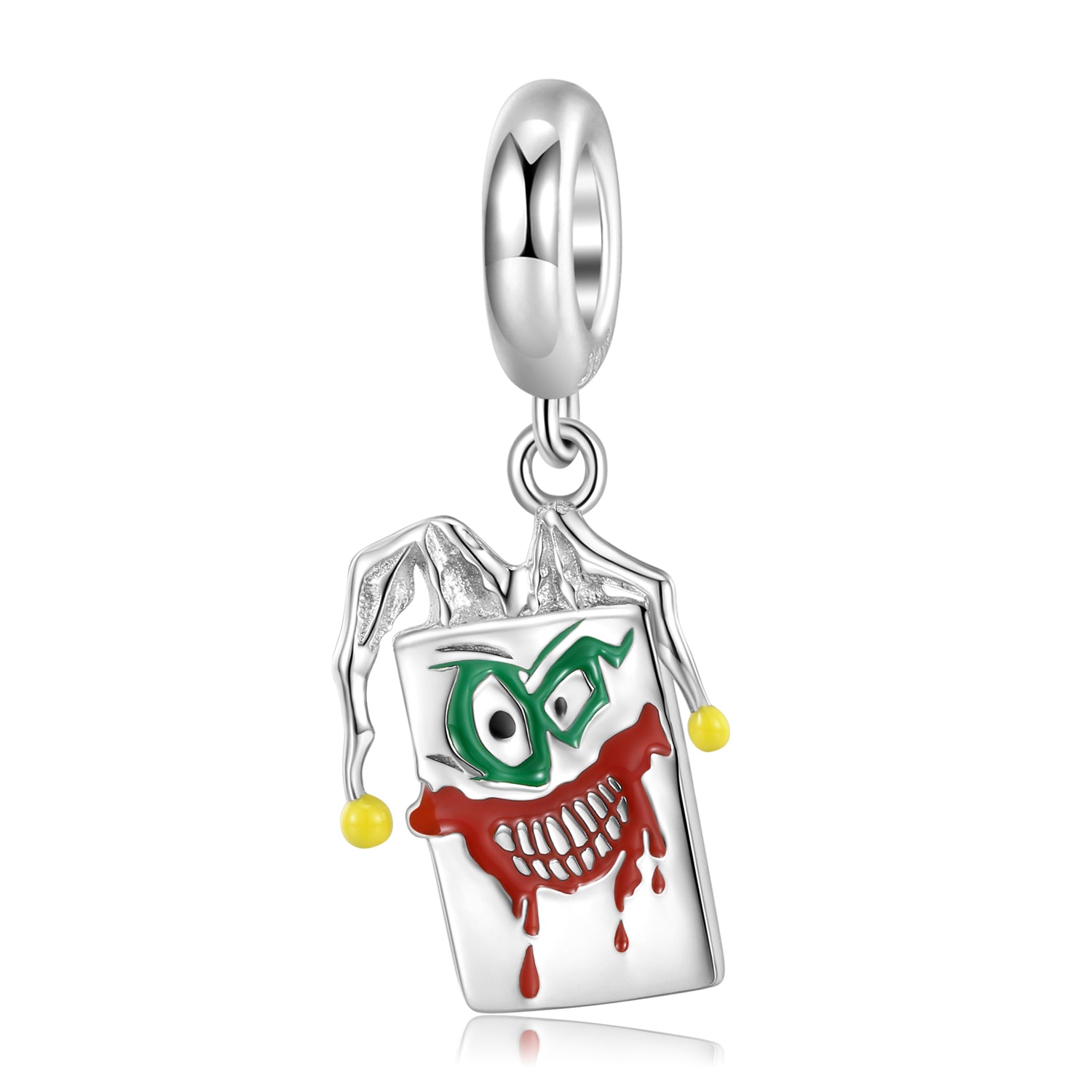 S925 Sterling Silver Evil Clown Dangle Charm Halloween Pendant Bead For DIY Charm Bracelet Necklace Jewelry Gift
