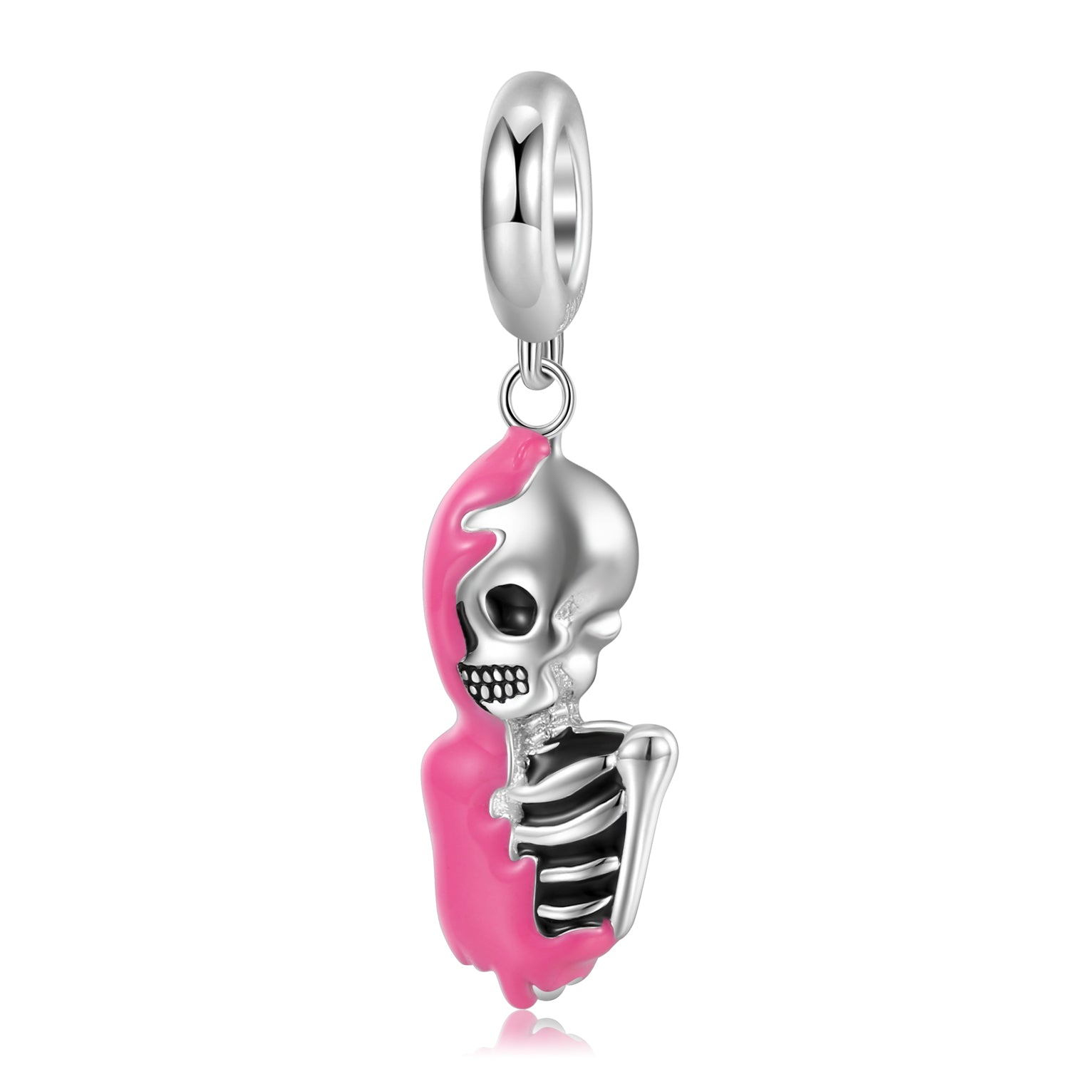 S925 Sterling Silver Skeleton Dangle Charm Colorful Resin Gothic Pendant Bead For DIY Charm Bracelet Necklace Jewelry Gift