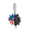 S925 Sterling Silver Two-Tone Sunflower Skeleton Dangle Charm Pendant Bead For DIY Charm Bracelet Necklace Jewelry Gift
