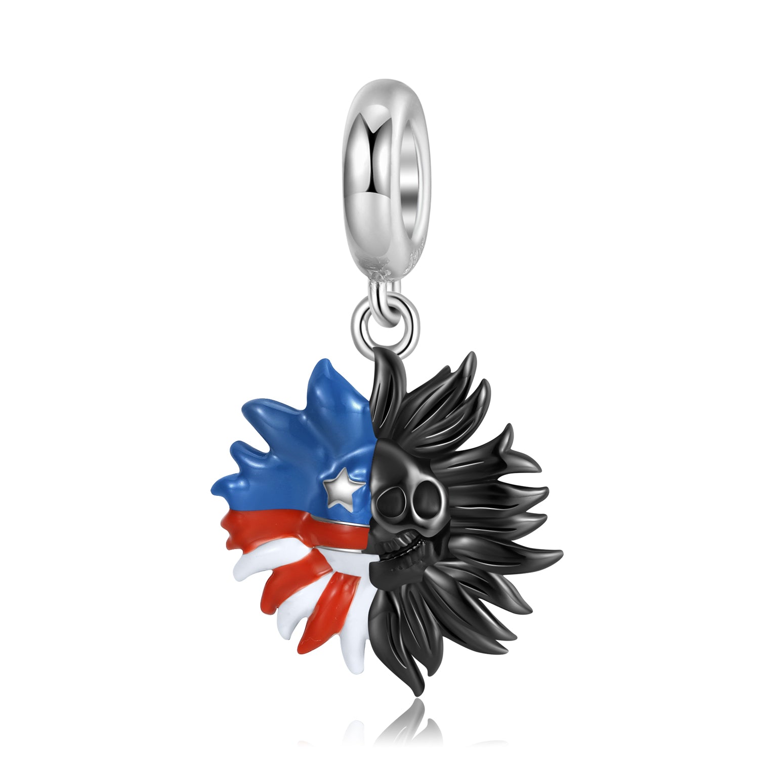 S925 Sterling Silver Two-Tone Sunflower Skeleton Dangle Charm Pendant Bead For DIY Charm Bracelet Necklace Jewelry Gift