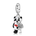 S925 Sterling Silver Panda Skull Dangle Charm Minimalist Pendant Bead For DIY Charm Bracelet Necklace Jewelry Gift