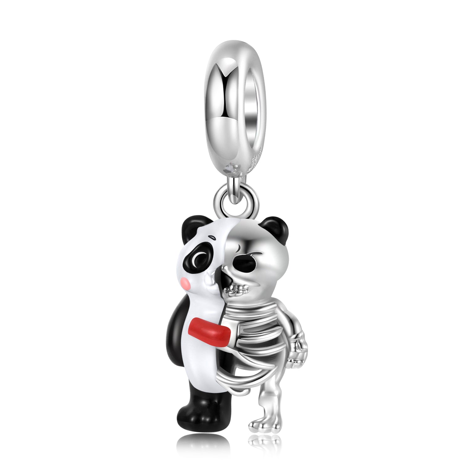 S925 Sterling Silver Panda Skull Dangle Charm Minimalist Pendant Bead For DIY Charm Bracelet Necklace Jewelry Gift