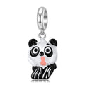 S925 Sterling Silver Shouting Panda Dangle Charm Cartoon Animal Pendant Bead For DIY Charm Bracelet Necklace Jewelry Gift