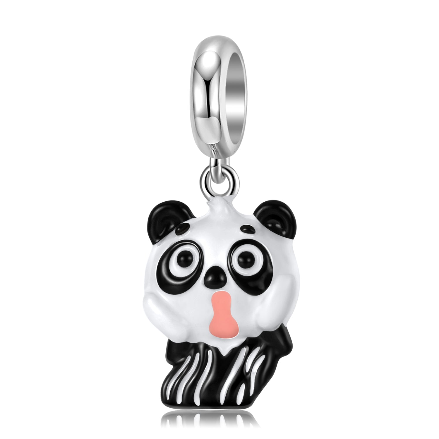 S925 Sterling Silver Shouting Panda Dangle Charm Cartoon Animal Pendant Bead For DIY Charm Bracelet Necklace Jewelry Gift