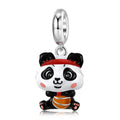 S925 Sterling Silver Panda Basketball Dangle Charm Cartoon Pendant Bead For DIY Charm Bracelet Necklace Jewelry Gift