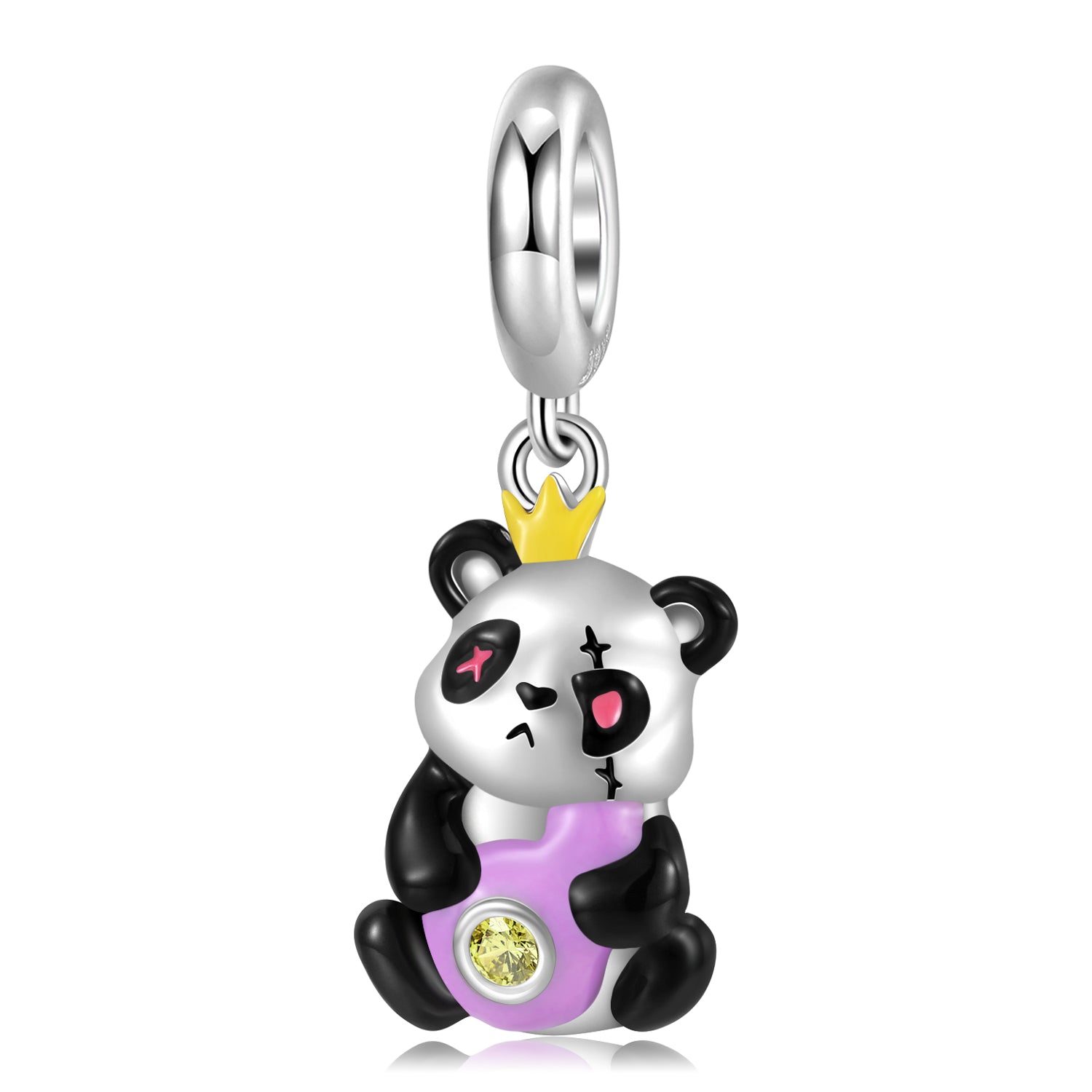 S925 Sterling Silver Panda Doll Dangle Charm Colorful Resin Pendant Bead For DIY Charm Bracelet Necklace Jewelry Gift