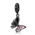 S925 Sterling Silver Black Gold Colorful Resin Punk Butterfly Dangle Charm Pendant Bead For DIY Charm Bracelet Necklace Jewelry Gift