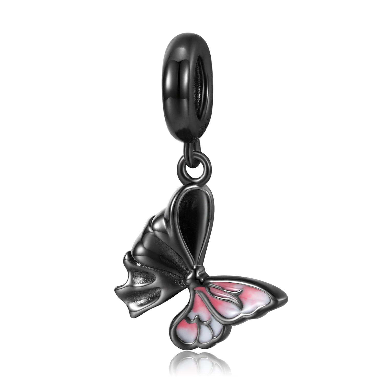 S925 Sterling Silver Black Gold Colorful Resin Punk Butterfly Dangle Charm Pendant Bead For DIY Charm Bracelet Necklace Jewelry Gift