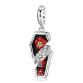 S925 Sterling Silver Coffin Dangle Charm Gothic Dark Pendant Bead For DIY Charm Bracelet Necklace Jewelry Gift
