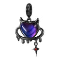 S925 Sterling Silver Cute Devil Heart Dangle Charm Black Gold Pendant Bead For DIY Charm Bracelet Necklace Jewelry Gift