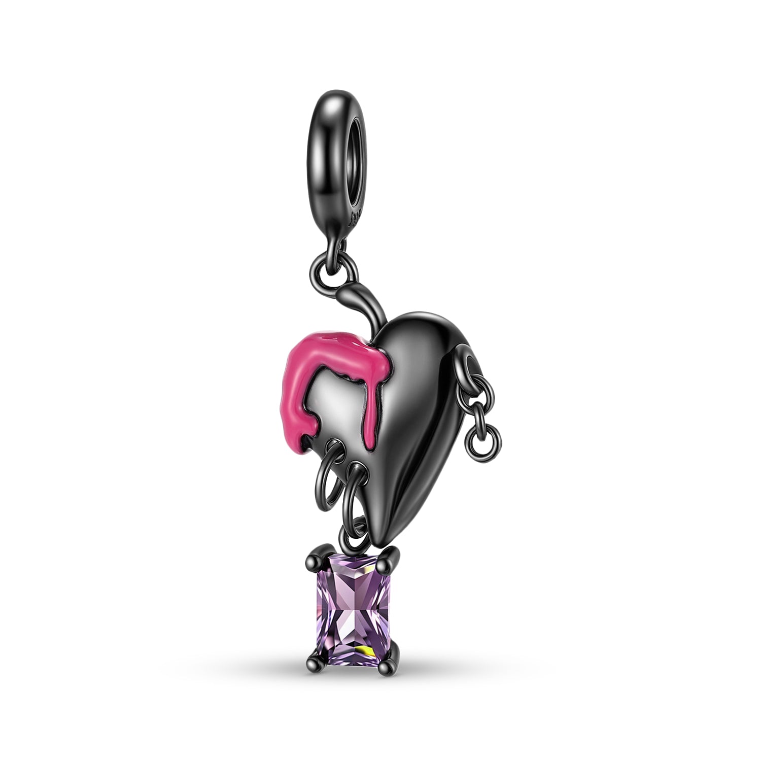 S925 Sterling Silver Drip Heart Dangle Charm Gothic Punk Pendant Bead For DIY Charm Bracelet Necklace Jewelry Gift