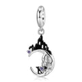 S925 Sterling Silver Skull Castle Bead Dangle Charm Black Resin Gothic Pendant For DIY Charm Bracelet Necklace Jewelry Gift