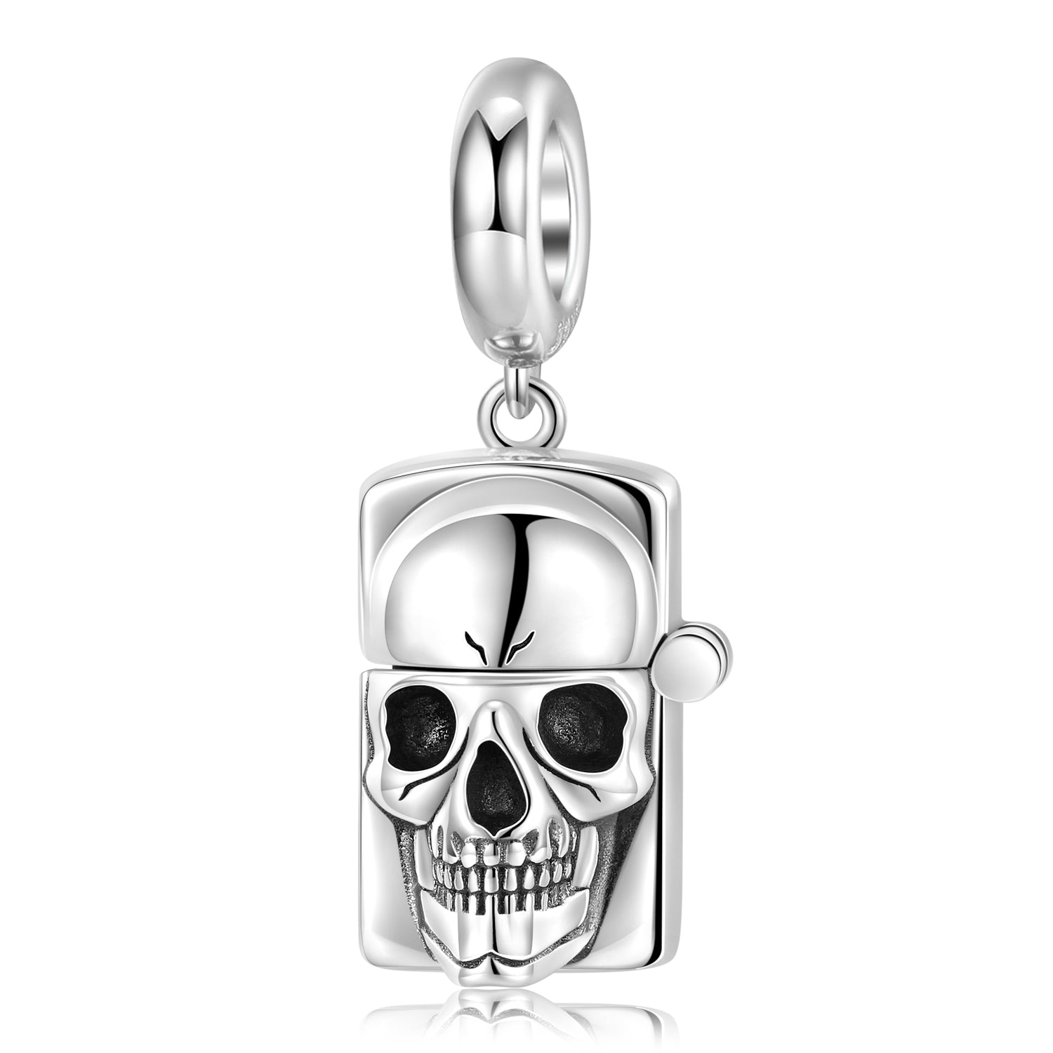 S925 Sterling Silver Skull Lighter Dangle Charm Gothic Pendant Bead For DIY Charm Bracelet Necklace Jewelry Gift