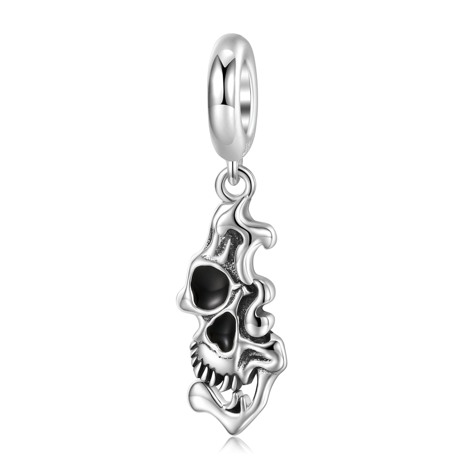 S925 Sterling Silver Melting Skull Dangle Charm Minimalist Gothic Pendant Bead For DIY Charm Bracelet Necklace Jewelry Gift