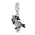 S925 Sterling Silver Vintage Revolver Dangle Charm Black Gold Pendant Bead For DIY Charm Bracelet Necklace Jewelry Gift