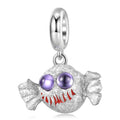 S925 Sterling Silver Candy Monster Dangle Charm Frosted Bead Halloween Pendant For DIY Charm Bracelet Necklace Jewelry Gift