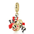 S925 Sterling Silver Gold Plated Colorful Resin Smiling Bell Dangle Charm Punk Pendant Bead For DIY Charm Bracelet Necklace Jewelry Gift