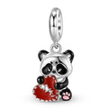 Sparkling Heart Charm 925 Sterling Silver Colorful Stone Pendant Bead For DIY Charm Bracelet Necklace Romantic Jewelry Gift
