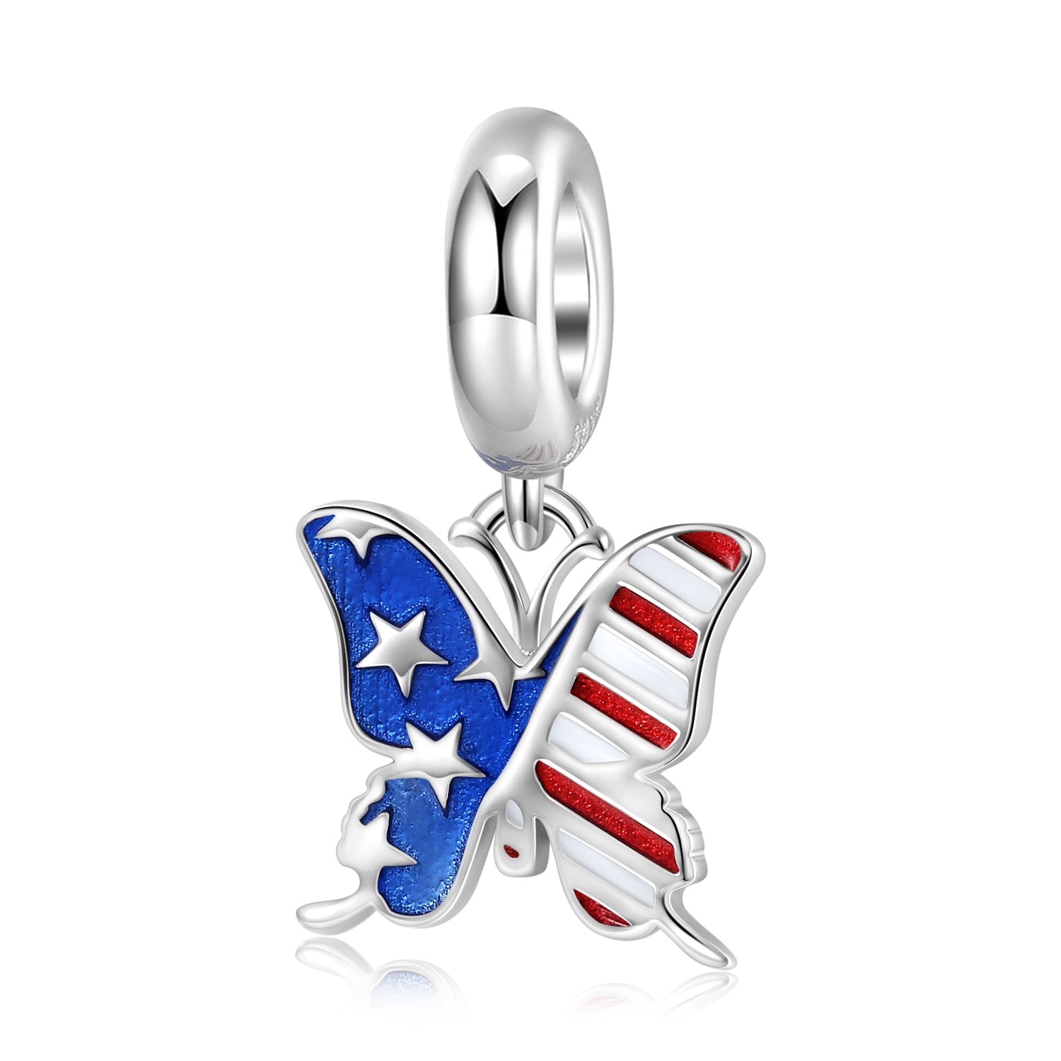 American Butterfly Charm 925 Sterling Silver Enamel Pendant Bead For DIY Charm Bracelet Necklace Fashion Jewelry Gift