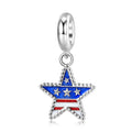 American Star Charm 925 Sterling Silver Enamel Pendant Bead For DIY Charm Bracelet Necklace Patriotic Jewelry Gift