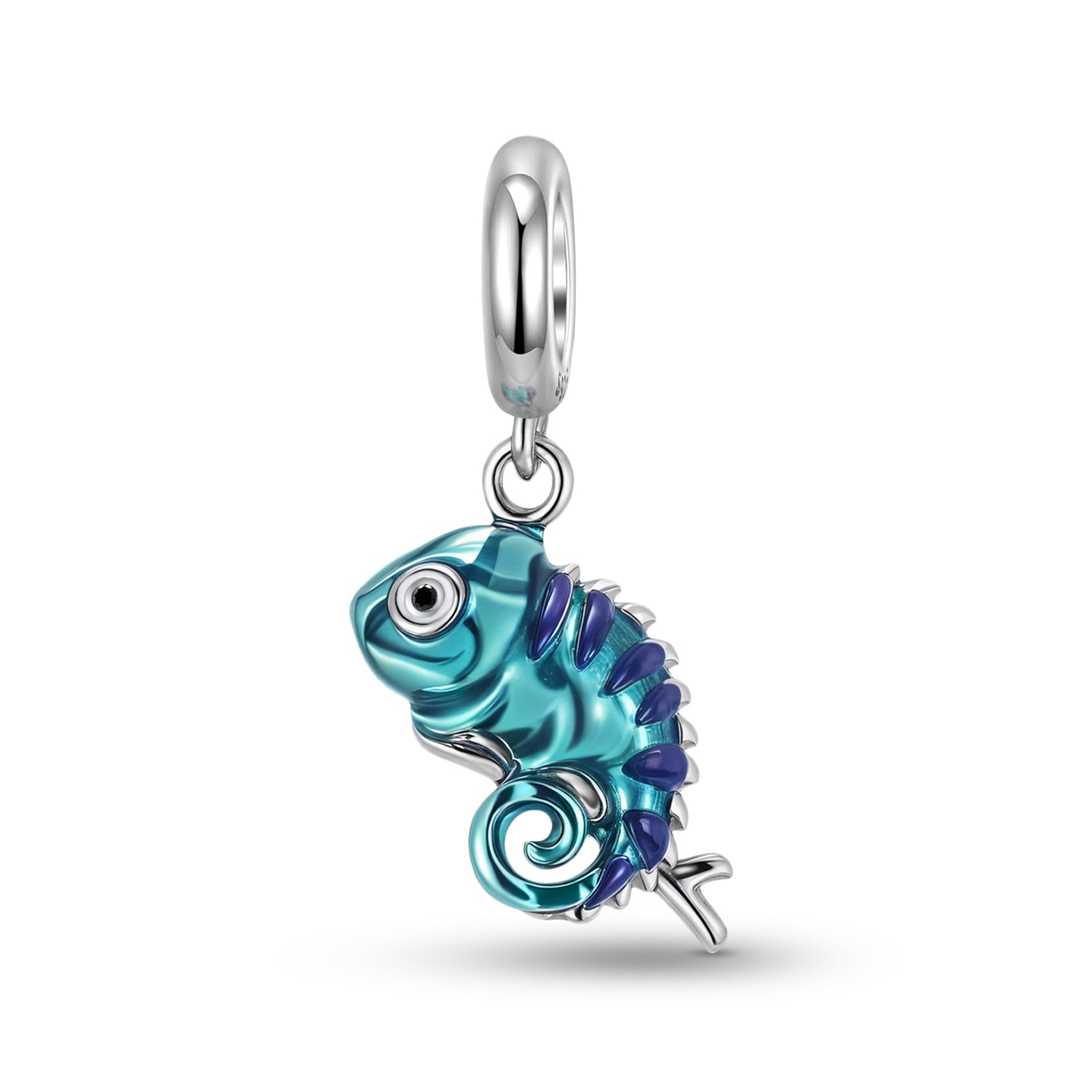 Chameleon Charm 925 Sterling Silver Color Enamel Pendant Bead For DIY Charm Bracelet Necklace Animal Jewelry Gift