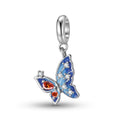 Blue Butterfly Charm 925 Sterling Silver Stone Pendant Bead For DIY Charm Bracelet Necklace Nature Jewelry Gift