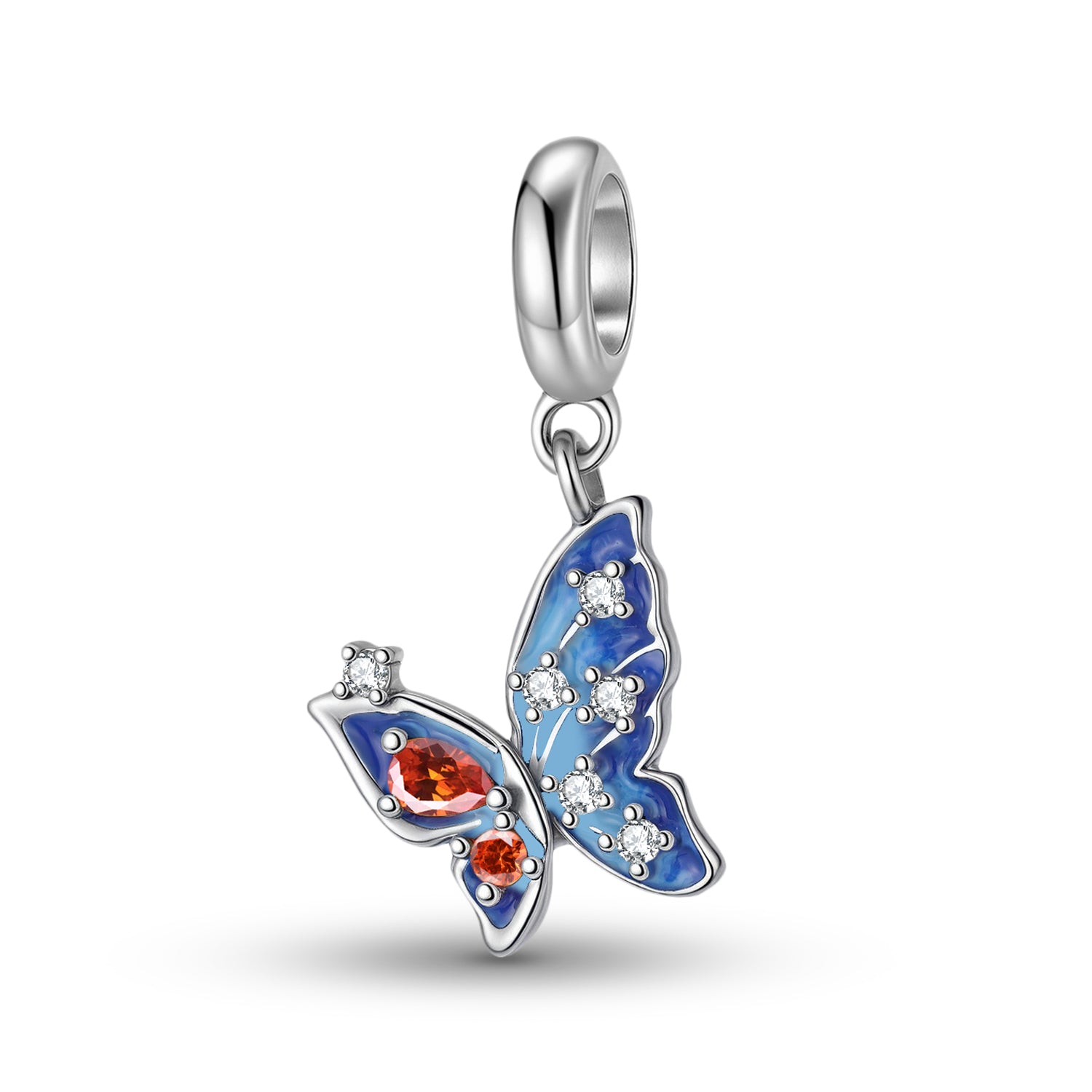 Blue Butterfly Charm 925 Sterling Silver Stone Pendant Bead For DIY Charm Bracelet Necklace Nature Jewelry Gift
