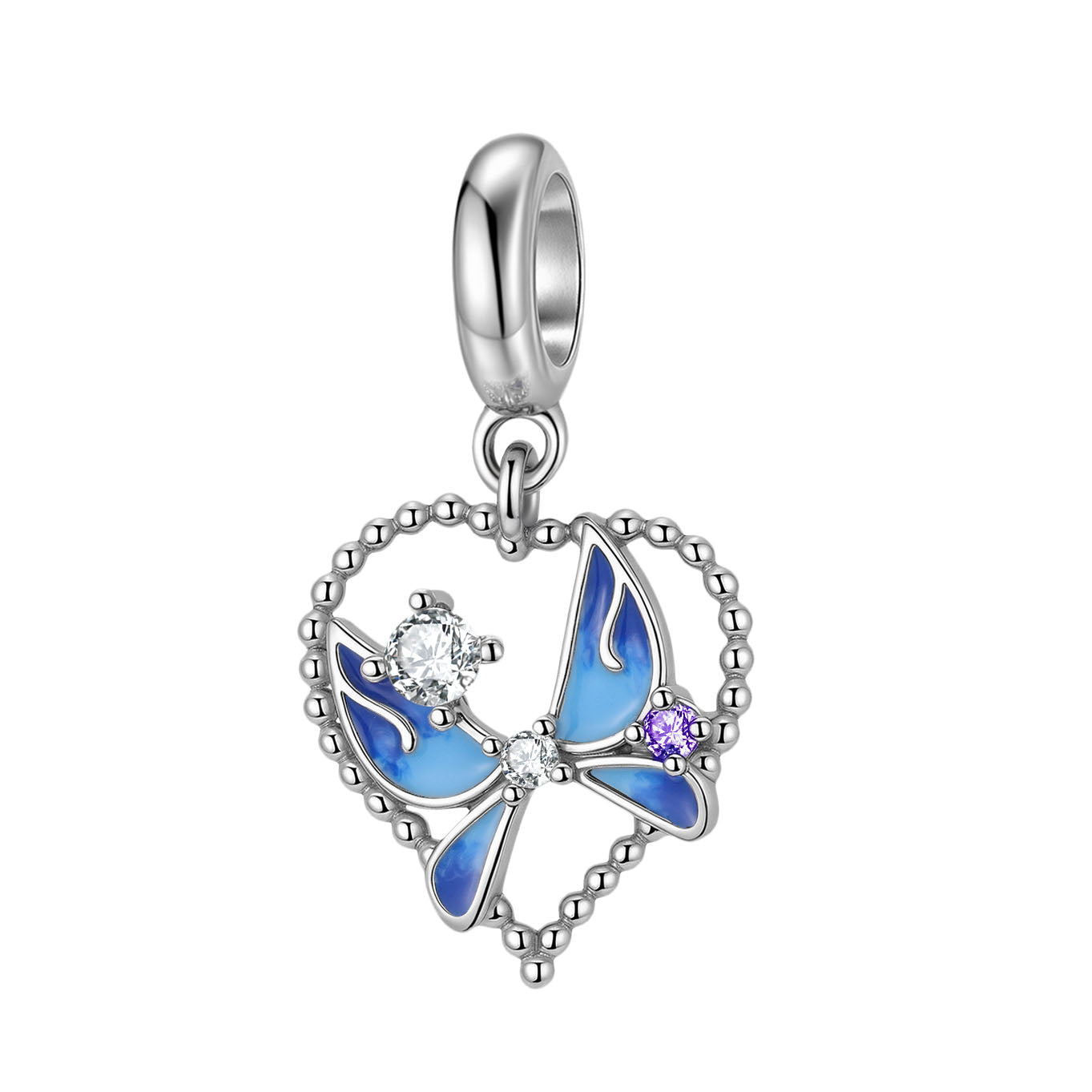 Blue Butterfly Charm 925 Sterling Silver Blue Enamel Pendant Bead For DIY Charm Bracelet Necklace Nature Jewelry Gift
