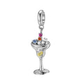 Champagne Cocktail Charm 925 Sterling Silver Stone Pendant Bead For DIY Charm Bracelet Necklace Party Jewelry Gift