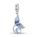 Blue Mermaid Tail Charm 925 Sterling Silver Moonstone Pendant Bead For DIY Charm Bracelet Necklace Ocean Jewelry Gift