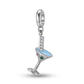 Ice Cocktail Charm 925 Sterling Silver Enamel Pendant Bead For DIY Charm Bracelet Necklace Party Jewelry Gift