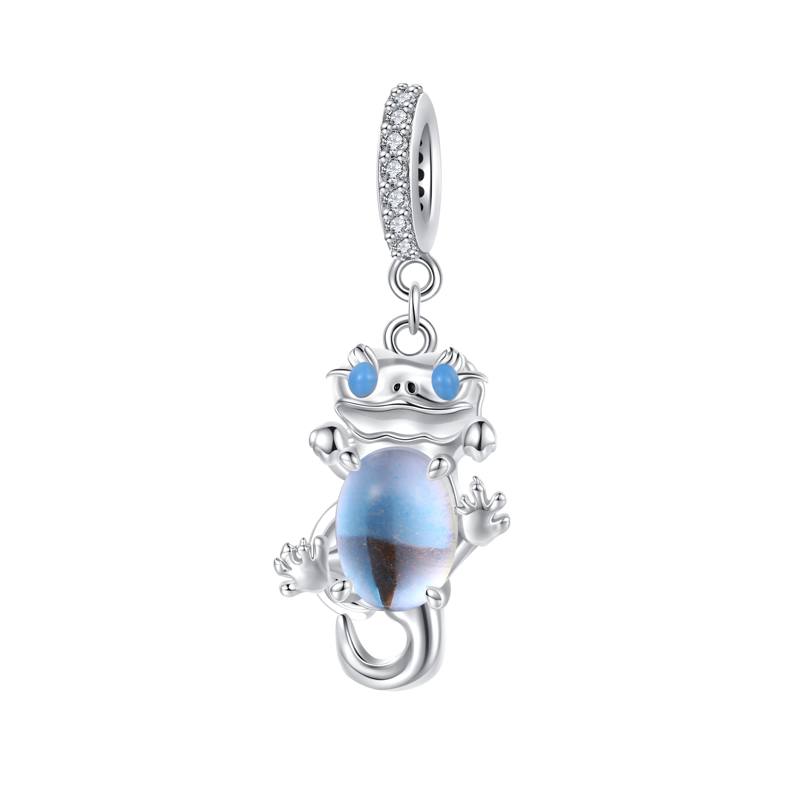 Frog Charm 925 Sterling Silver Moonstone Pendant Bead For DIY Charm Bracelet Necklace Animal Jewelry Gift