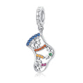 Christmas Stocking Charm 925 Sterling Silver Color Stone Pendant Bead For DIY Charm Bracelet Necklace Holiday Jewelry Gift