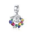 Christmas Wreath Bell Charm 925 Sterling Silver Pendant Bead For DIY Charm Bracelet Necklace Holiday Jewelry Gift