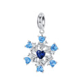 Snow Heart Charm 925 Sterling Silver Stone Pendant Bead For DIY Charm Bracelet Necklace Christmas Jewelry Gift