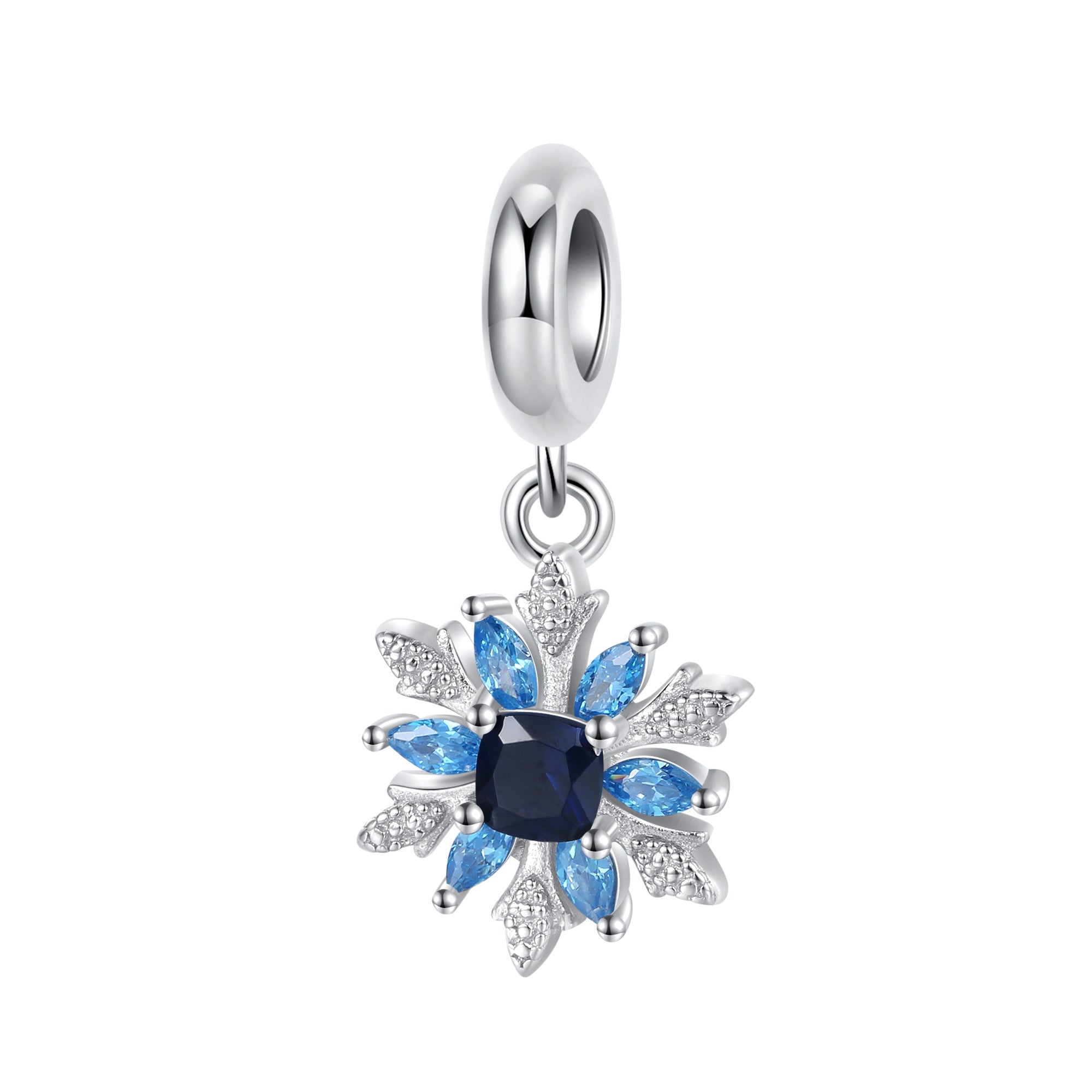 Snowflake Charm 925 Sterling Silver Pendant Bead For DIY Charm Bracelet Necklace Winter Jewelry Gift