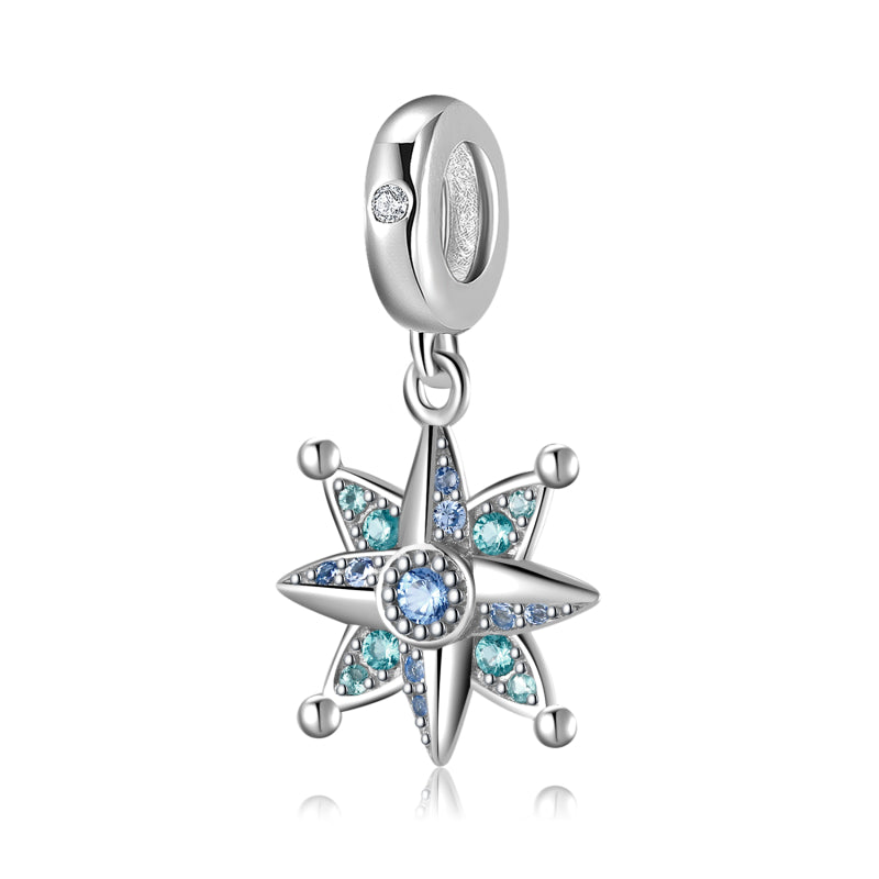 Sparkling Eight Point Star Charm 925 Sterling Silver Pendant Bead For DIY Charm Bracelet Necklace Celestial Jewelry Gift
