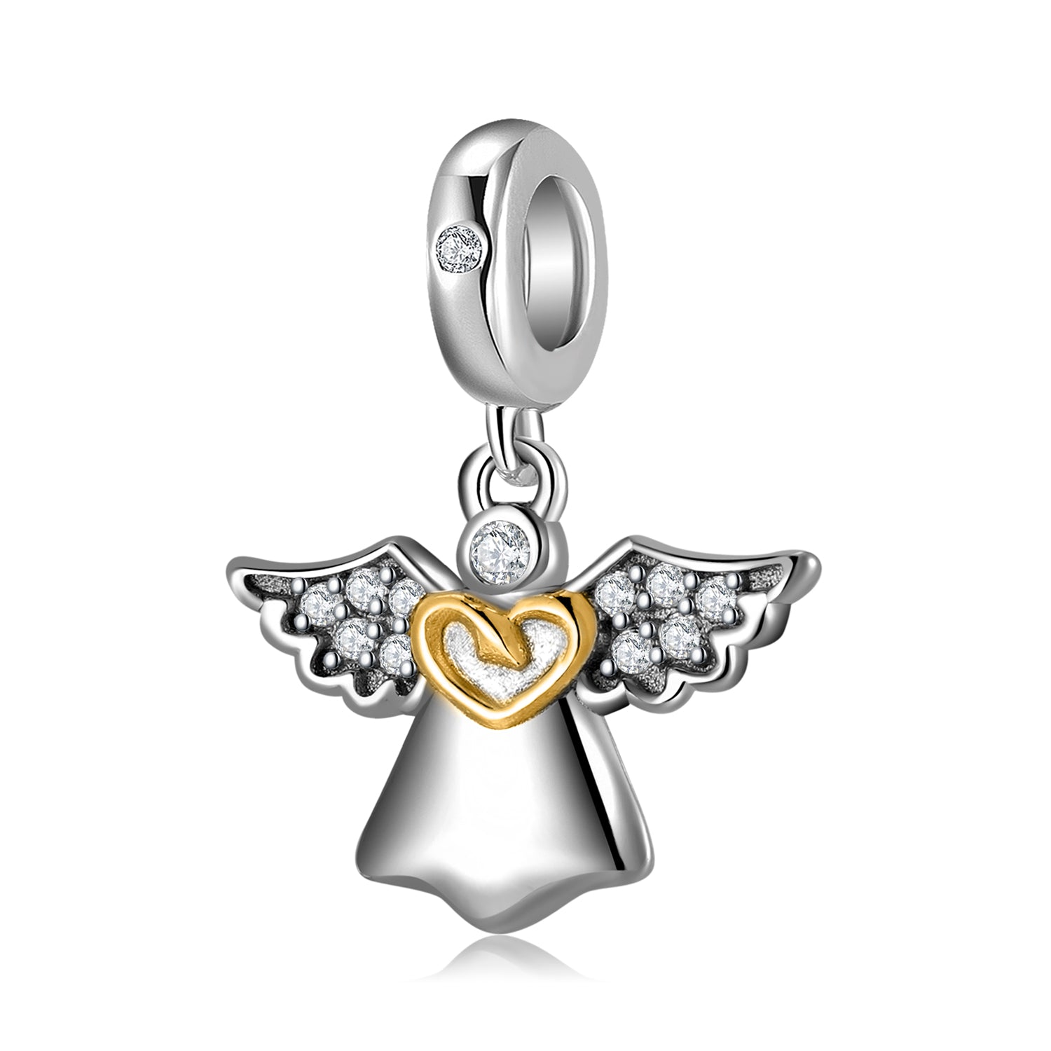 Angel Charm 925 Sterling Silver 14K Gold Plated Pendant Bead For DIY Charm Bracelet Necklace Guardian Jewelry Gift
