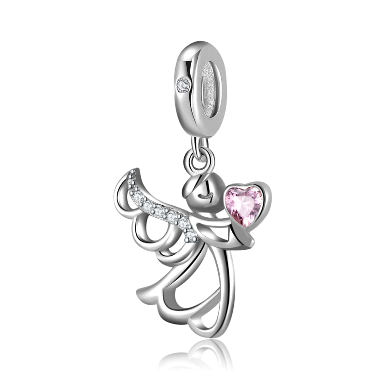 Openwork Angel Charm 925 Sterling Silver Pendant Bead For DIY Charm Bracelet Necklace Guardian Jewelry Gift