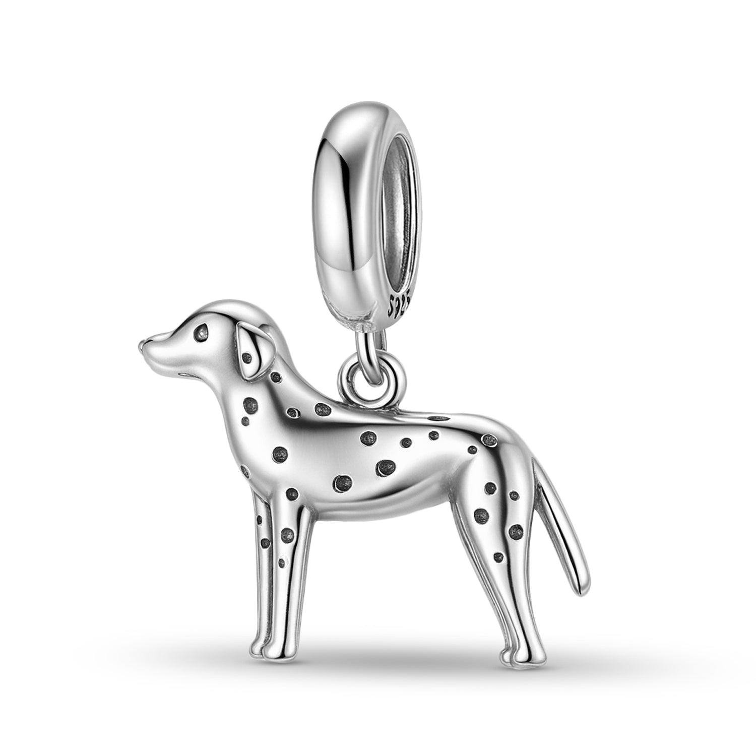 Dalmatian Charm 925 Sterling Silver Oxidized Pendant Bead For DIY Charm Bracelet Necklace Dog Jewelry Gift